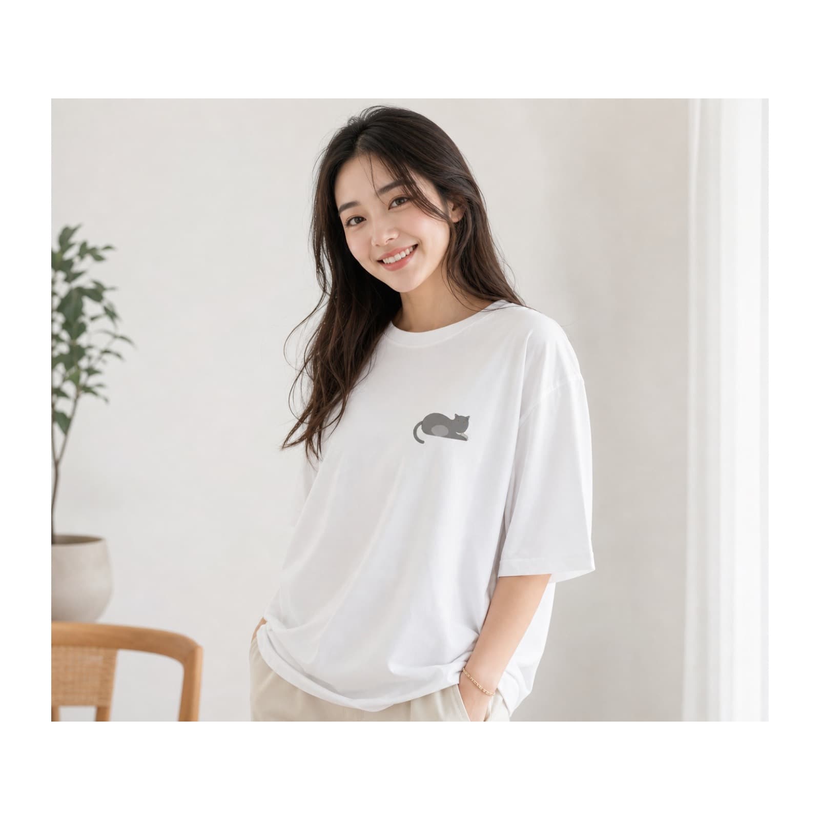 ペットのオリジナルアートをプリントしたビッグシルエット Tシャツ